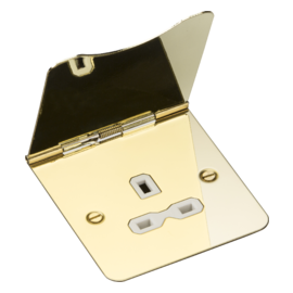 Knightsbridge 13A 1G Unswitched Floor Socket - Polished Brass with White Insert FPR7UPBW