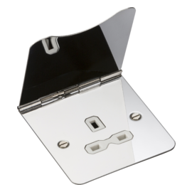 Knightsbridge 13A 1G Unswitched Floor Socket - Polished Chrome with White Insert FPR7UPCW