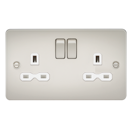 Knightsbridge 13A 2G DP Switched Socket with Twin Earths - Pearl with White Insert FPR9000PLW