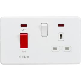 Knightsbridge 13A 1G 2G DP Switched Socket Dual USB Charger Dual Voltage Shaver-SFR8333NMW - 45A DP switch