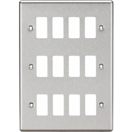 Knightsbridge 12G Grid Faceplate - Rounded Edge Brushed Chrome GDCL12BC
