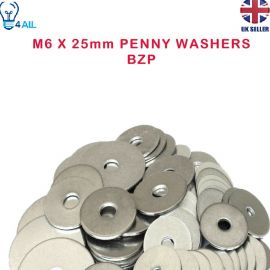 M6 X 25mm STAINLESS STEEL PENNY REPAIR WASHERS MUDGUARD WASHER
