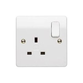 MK - 1 Gang Single Switched Plug Socket DP With Dual Earth Terminals K2757WHI 