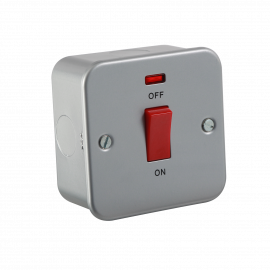 Metal Clad 45A DP Switch with Neon - Single Size-M8331N-Knightsbridge