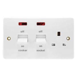 KM 45A DP Cooker Switch And Socket Neon White K5061WHI