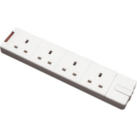 Newlec 4-Gang Trailing Socket with Neon 13A White NLTS4W
