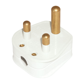 Scolmore 5A White Round 3 Pin Mains Plug For Stage & Theatre Lighting