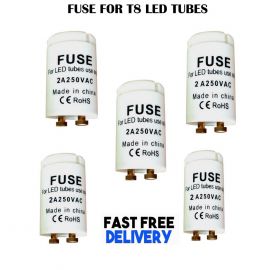 LED Starter Fuse 2 Pin Replacement for T8 Fluorescent Tube 5 Pack 2A LED  Fuse