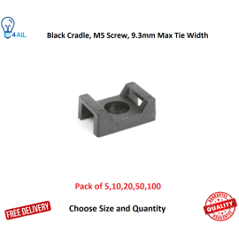 Cable Tie Cradles Fixing Cable Tie Saddle Bases-M5 Screw, 9.3mm Max Tie Width  