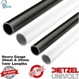 Univolt PVC Round Conduit Heavy Gauge 20MM & 25MM 1 meter Lengths Black & White