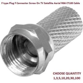 F type Plug F Connector Screw On TV Satellite Aerial RG6 CT100 Cable
