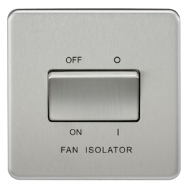 Screwless 10A 3 Pole Fan Isolator Switch-SF1100BC-Knightsbridge-Brushed chome