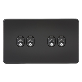 Screwless 10A 4G 2-Way Toggle Switch-SF4TOGMB-Knightsbridge-Matt Black (Chrome Rocker)