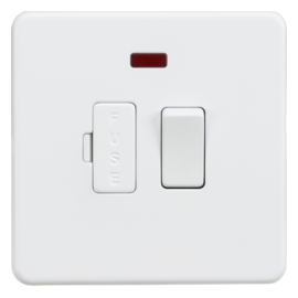 Screwless 13A Switched Fused Spur Unit with Neon-SF6300NMW-Knightsbridge-Matt  White