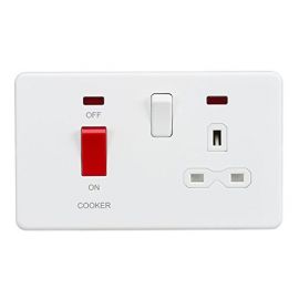 Knightsbridge SFR8333NMW Screw Less 45A DP 13A Switched Socket with Neon's