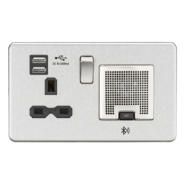 Screwless 13A socket, USB chargers (2.4A) and Bluetooth Speaker-SFR9905-Knightsbridge