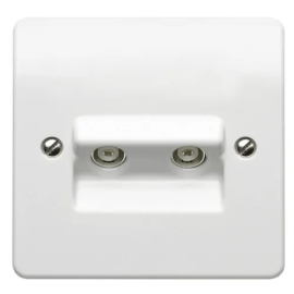 MK Twin Outlet TV/FM Coaxial Non Isolated Socket White K3523WHI