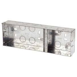 Click Scolmore Dual Accessory Galvanised Steel Box (1 + 2) - 35mm Deep-WA102 