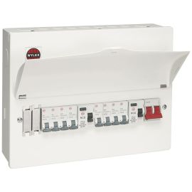 Wylex 10 Way Dual 80A Type A RCD High Integrity Metal Clad Consumer Unit with 8 x MCBs WNM1769