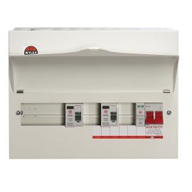 Wylex 9 Way High Integrity Dual 80A Type A RCD Metal Clad Unit with Type 2 SPD NMRS9SSLMHISA